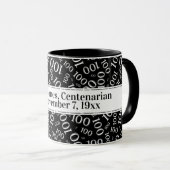 テキスト： 100番目の誕生日番号パターン金ゴールド マグカップ (正面右)