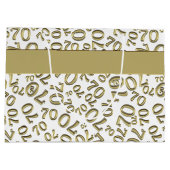 テキスト： 70番目の誕生日金ゴールド番号70パターン ラージペーパーバッグ (裏面)