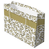 テキスト： 70番目の誕生日金ゴールド番号70パターン ラージペーパーバッグ (裏面アングル)