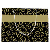 テキスト: 70誕生日ブラック/金ゴールド番号70 ラージペーパーバッグ (裏面)