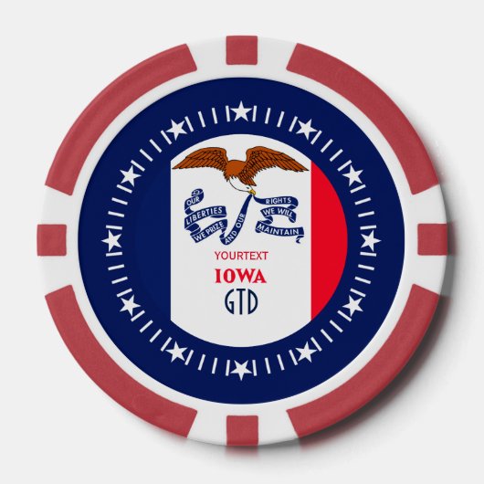 テキスパーソナライズされたトのアイオワ州旗 ポーカーチップ (正面)