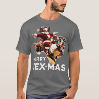 テキスメリーマテキサス州クリスマスサンタトナディールロデオ Tシャツ