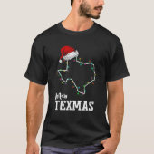 テキスメリーマテキサス州州クリスマスライトアウトラインS Tシャツ (正面)