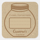 テキス空白のトボックスクラフト紙ブラウンジャムjarラベル スクエアシール (正面)