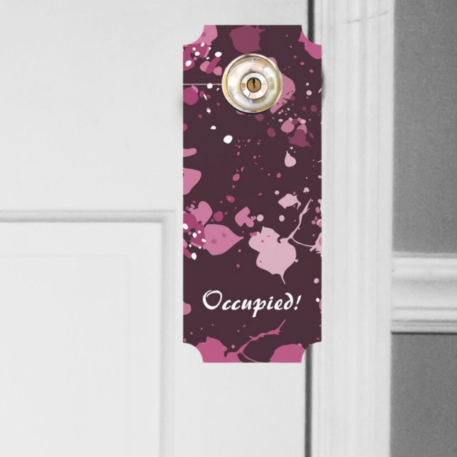 テキス芸術的ト絵を描のピンクの（ばちゃばちゃ）跳ねる ドアノブサイン (Artistic Pink Paint Splatter Your Text Door Hanger)