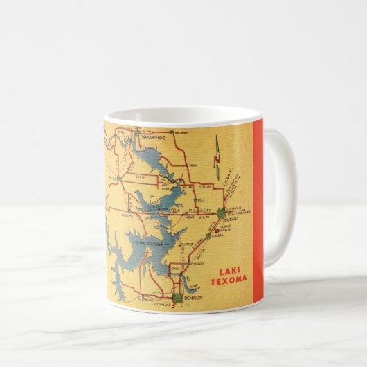 テキソマ湖の地図 コーヒーマグカップ (正面右)