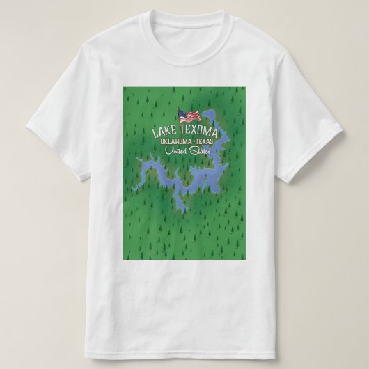 テキソマ湖の米国の地図。 Tシャツ (デザイン正面)