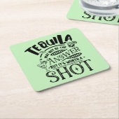 テキラおもしろいは答えにならないかもしれない スクエアペーパーコースター (アングル)