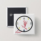 テキラクロックスクエアボタン2" x 2" 缶バッジ (正面&裏面)