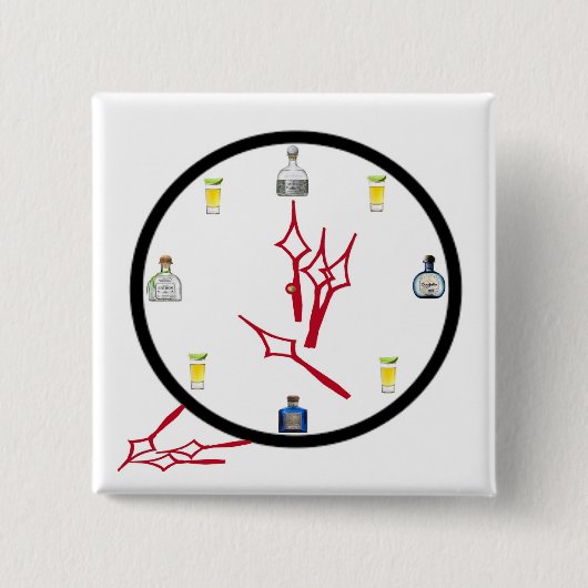 テキラクロックスクエアボタン2" x 2" 缶バッジ (正面)