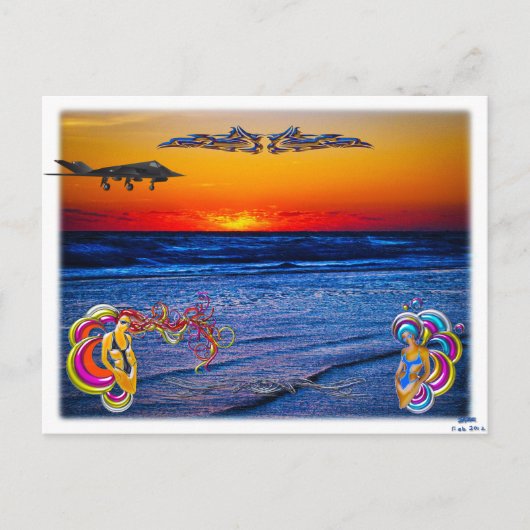 テキラサンライズオーバーアトランティックビッグビーチビッグおもしろい ポストカード (正面)