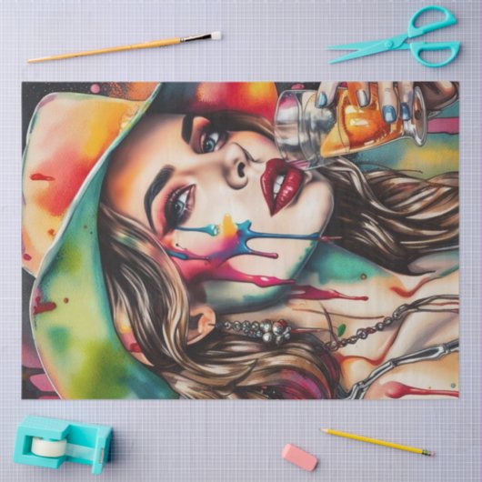 テキラサンライズカクテルかわいこちゃんデクページ紙 薄葉紙 (クラフト)