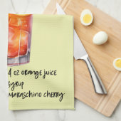 テキラサンライズカクテルレシピ キッチンタオル (四つ折り)