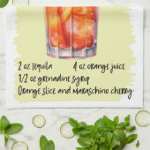 テキラサンライズカクテルレシピ キッチンタオル (折り畳み)