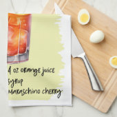 テキラサンライズカクテルレシピ キッチンタオル (四つ折り)