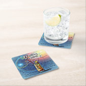 テキラサンライズカクテル(#7 /12ドリンクレシピセット) スクエアペーパーコースター (インサイチュ)