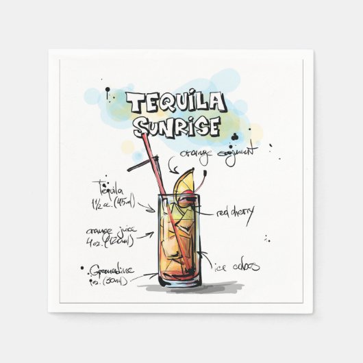 テキラサンライズドリンクレシピカクテルナフキン スタンダードカクテルナプキン (正面)