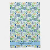 テキラタイムカクテルアゲーブプラントとソンブレロス キッチンタオル (縦)