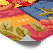 テキーラで元気な女性と彼女の救助犬のプリント ポスター (角)