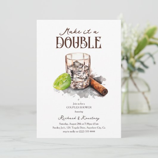 テキーラとシガーカップルのシャワー 招待状 (スタンド正面)
