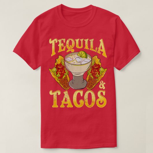 テキーラとタコス・メキシコ Tシャツ (デザイン正面)