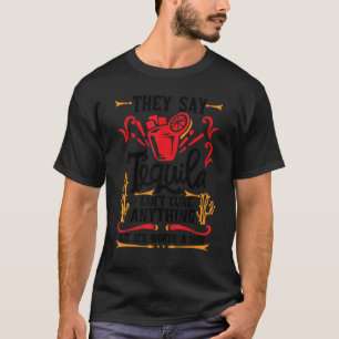 テキーラは麦汁しか治せないと言う Tシャツ