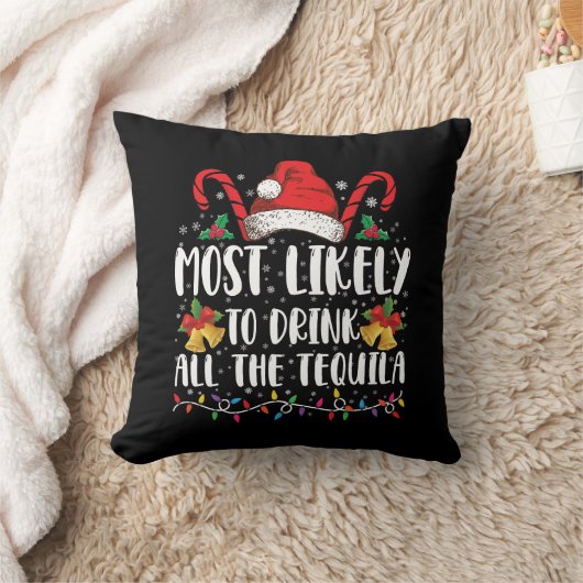 テキーラを飲み干しそうな件でおもしろクリスマス クッション (ブランケット)