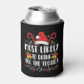 テキーラを飲み干す可能性大 楽しいクリスマスのおもしろTシャツ 缶クーラー (缶正面)