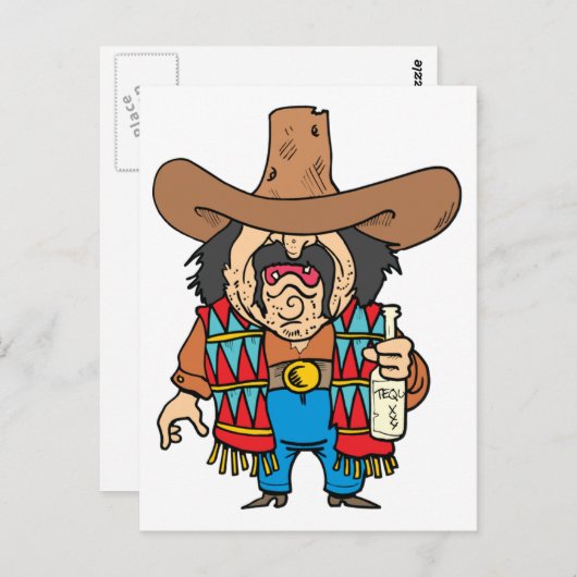 テキーラを飲む漫画の男 ポストカード (正面/裏面)