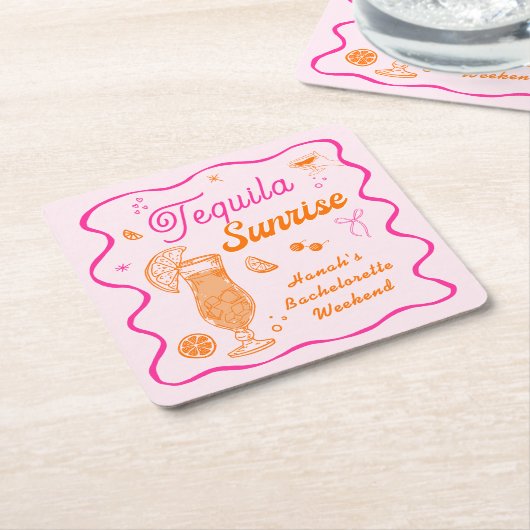 テキーラサンライズ独身最後の夜 スクエアペーパーコースター (アングル)