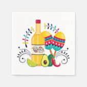 テキーラ、マラカスのメキシコフォークアート スタンダードカクテルナプキン (正面)