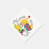 テキーラ、マラカスのメキシコフォークアート スタンダードカクテルナプキン (角)