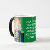 テキ書スの光沢のあるモダンくるみ割り緑色 モーフィングマグカップ (正面左)