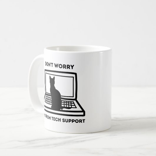 テクのサポートで可愛い猫おもしろいなんだから コーヒーマグカップ (正面左)