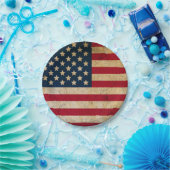 テクスグランジチャヴィンテージUSAフラグ独立記念日 ペーパープレート (パーティー)