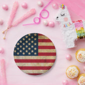 テクスグランジチャヴィンテージUSAフラグ独立記念日 ペーパープレート (パーティー)