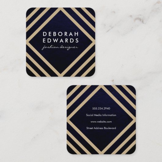 テクススタイリッシュチャ付きパタモダンーン スクエア名刺 (正面/裏面)