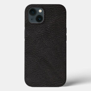 テクススタイリッシュチャ付きブラックレザー iPhone 13ケース