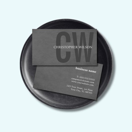 テクスチエレガントュグレーモノグラムはっきりしたコンサルタント 名刺