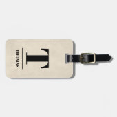 テクスチエレガントュベージュはっきりしたブラックモノグラム ラゲッジタグ (正面横)