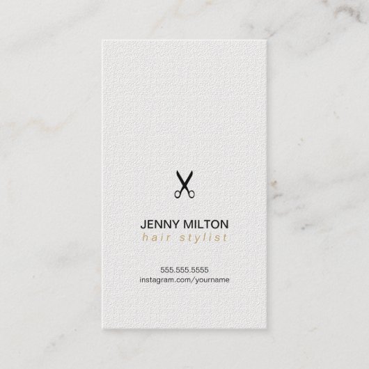 テクスチエレガントーホワイト黒鋏美容師 名刺 (正面)