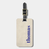 テクスチクールャのベージュはっきりしたブルー名 ラゲッジタグ (正面縦)