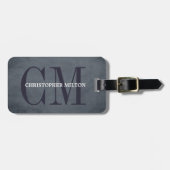 テクスチクールャ青モノグラはっきりしたム ラゲッジタグ (正面横)