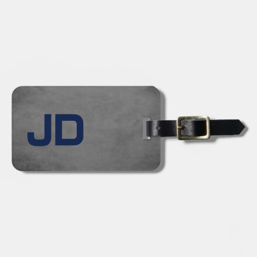 テクスチクールュエレガントーグレーブルーモノグラム ラゲッジタグ (正面横)