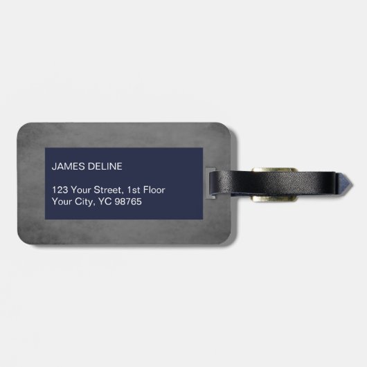 テクスチクールュエレガントーグレーブルーモノグラム ラゲッジタグ (裏面横)