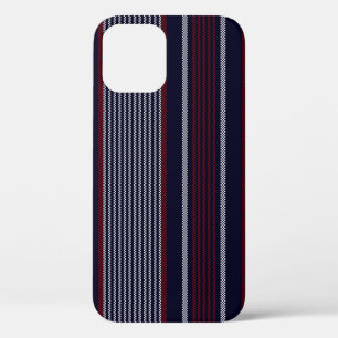 テクスチストライプューム付きシームレスパターンnavy blue, r iPhone 12ケース