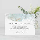 テクスチフェイクルブルーモダン結婚金ゴールド箔 招待状 (スタンド正面)