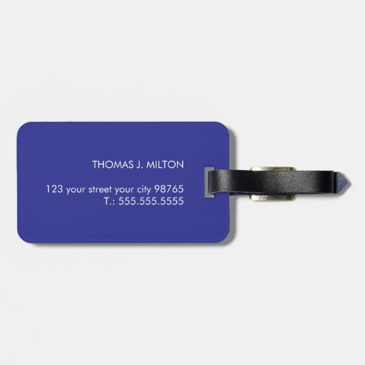 テクスチミニマルャエレガントブルーホワイトカラーモノグラム ラゲッジタグ (裏面横)