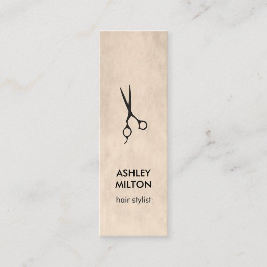 テクスチミニマルャエレガントーの黒いハサミ毛 スキニー名刺 (正面)