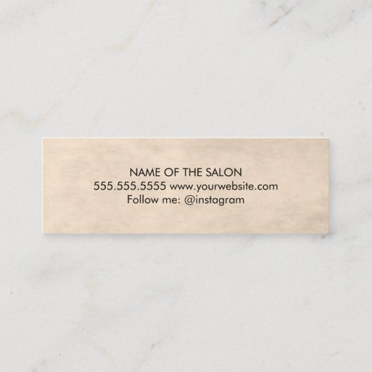 テクスチミニマルャエレガントーの黒いハサミ毛 スキニー名刺 (裏面)